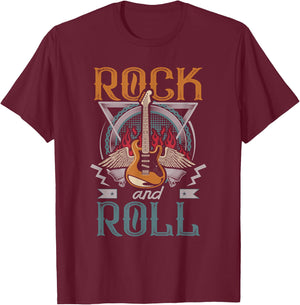 Vintage Retro 80s Rock & Roll Music Guitar Wings T-Shirt - T-Shirt | Maroon