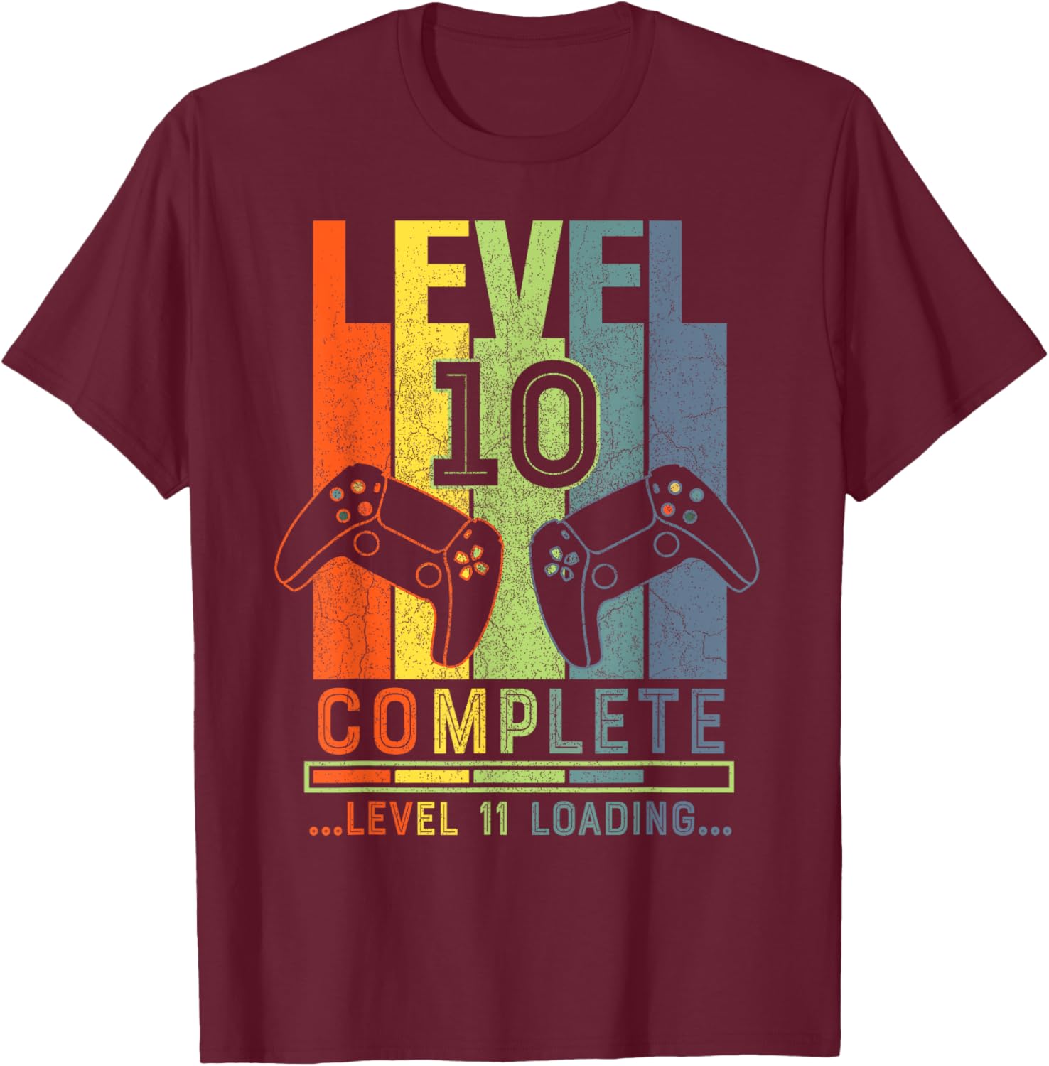 Level 10 Complete Gamer Gift 10 Years Wedding Anniversary T-Shirt - T-Shirt | Maroon