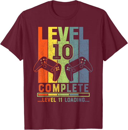 Level 10 Complete Gamer Gift 10 Years Wedding Anniversary T-Shirt - T-Shirt | Maroon