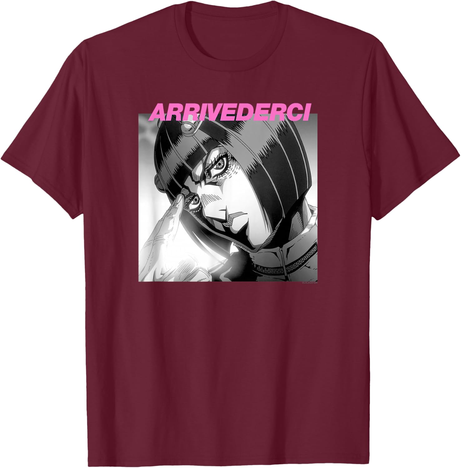 JoJo's Bizarre Adventure Part 5 Bruno Bucciarati Arrivederci T-Shirt - T-Shirt | Maroon