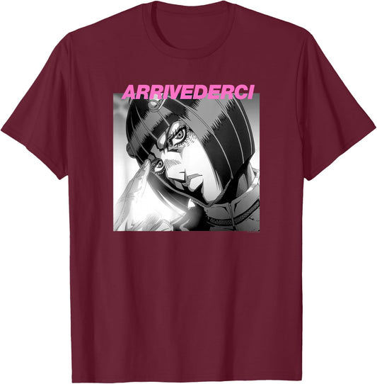 JoJo's Bizarre Adventure Part 5 Bruno Bucciarati Arrivederci T-Shirt - T-Shirt | Maroon