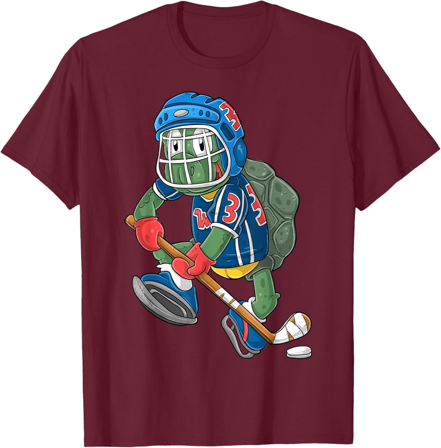 Ice Hockey Player Turtle T-Shirt - T-Shirt | Maroon
