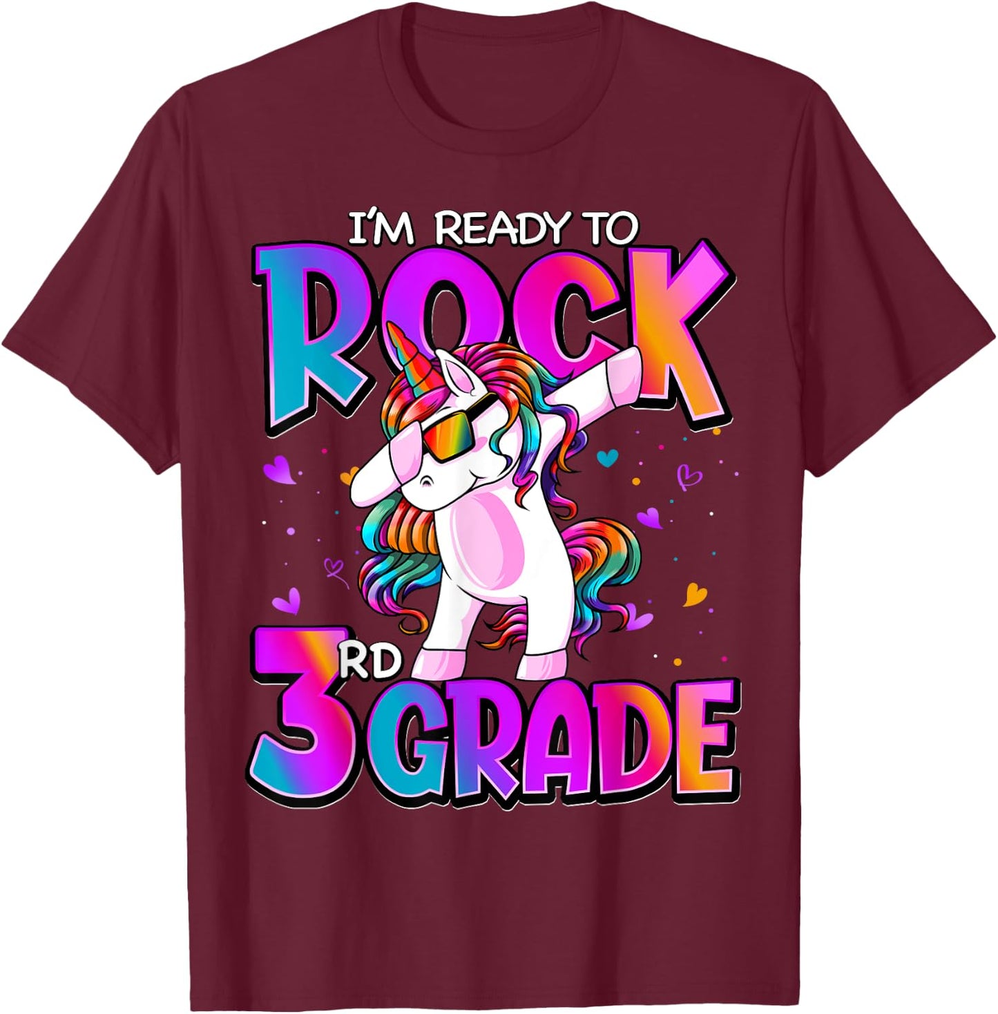 I'm Ready To Rock 3rd Grade Unicorn Back To School Girls T-Shirt - T-Shirt | Maroon