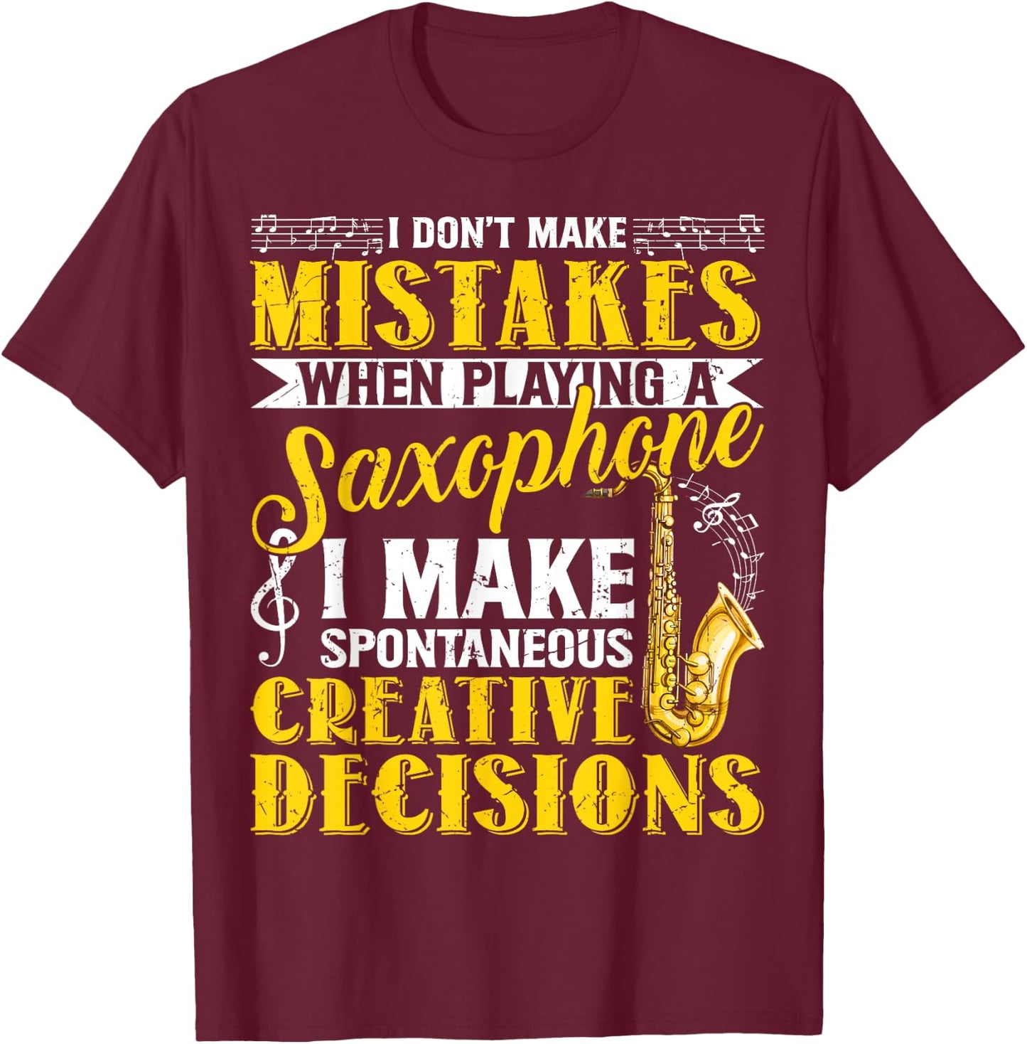 Funny Tenor Saxophone Gift Men Women Boys Girls Sax Players T-Shirt - T-Shirt | Maroon