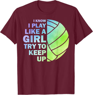 Cool Volleyball Girls Youth Volleyball Team Sports T-Shirt - T-Shirt | Maroon