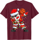 Dabbing Santa Basketball Christmas Tree Lights Kids Dab Xmas T-Shirt - T-Shirt | Maroon