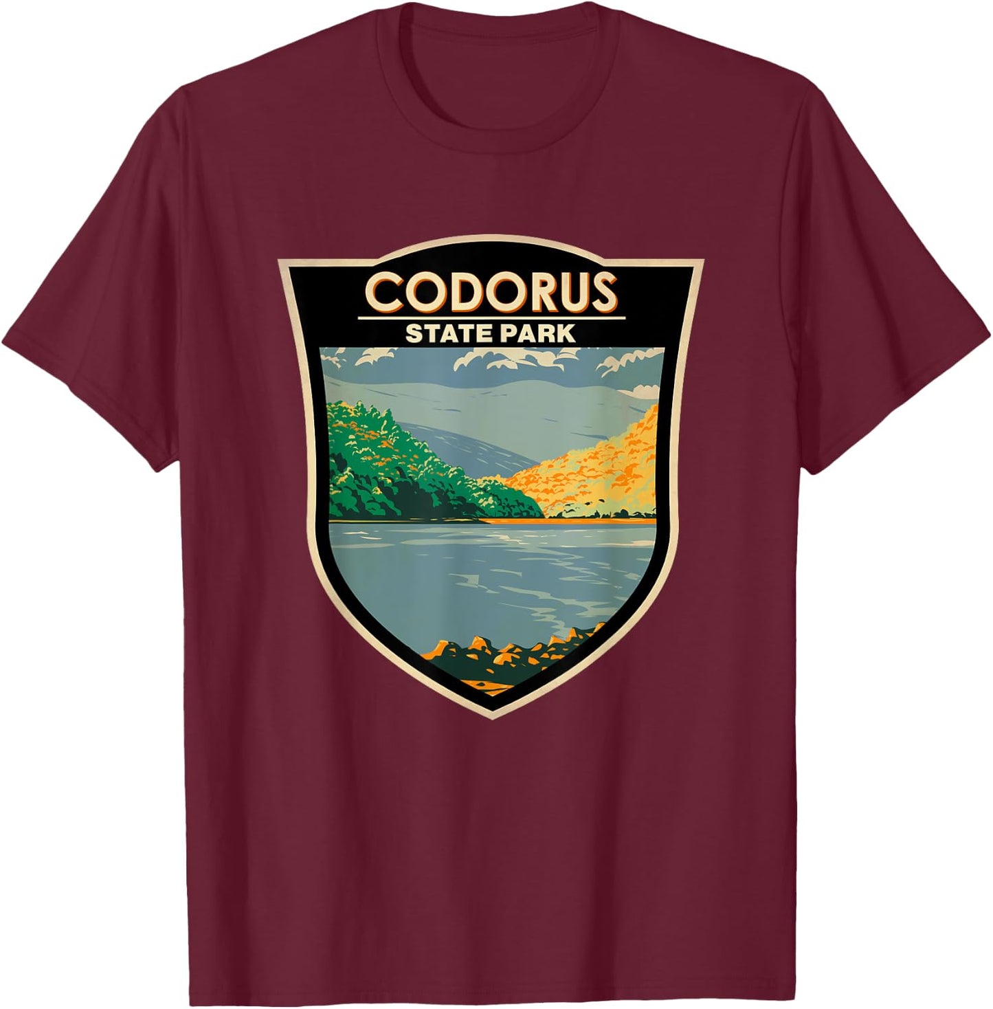 Codorus State Park Pennsylvania Badge Vintage T-Shirt - T-Shirt | Maroon