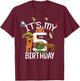 It's My 5th Birthday Boy Zoo Theme 5 Years Old Animal Party T-Shirt - T-Shirt | Maroon