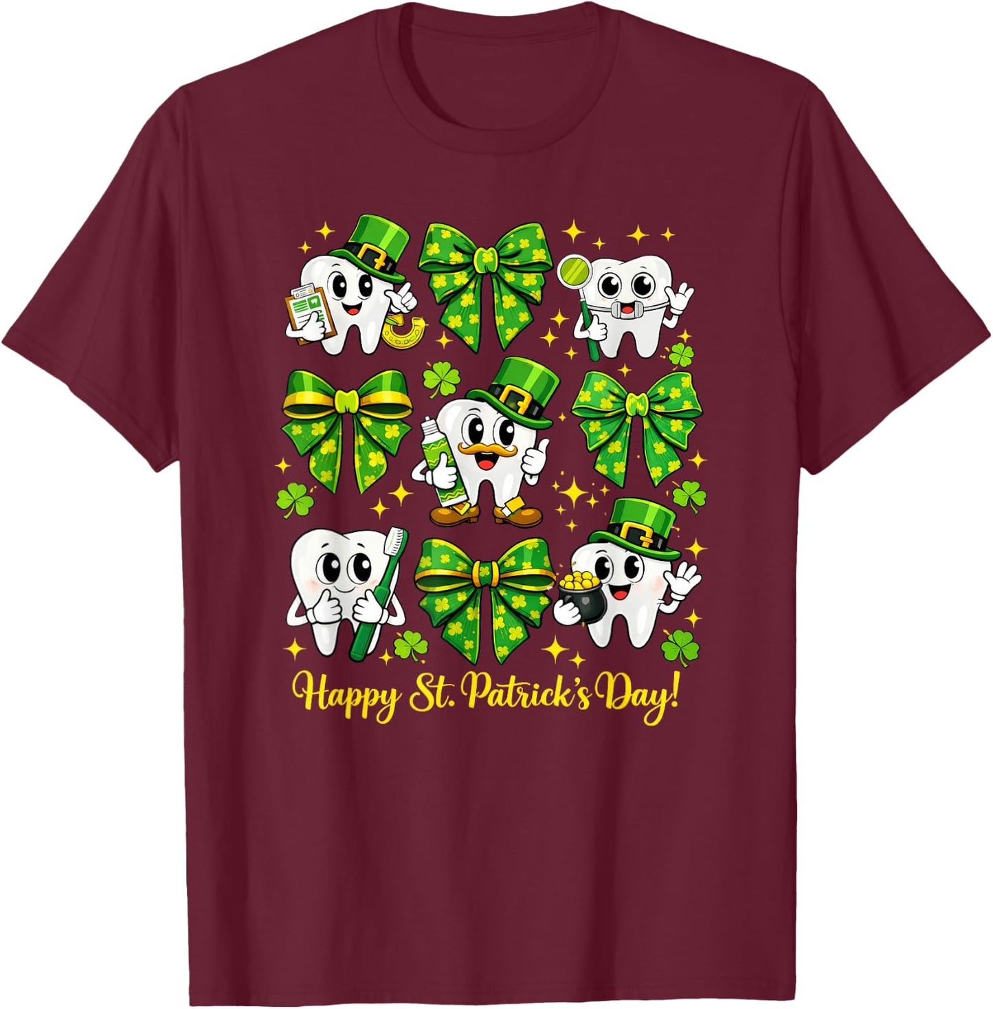 St Patrick Dentist Dental Teeth T-Shirt - T-Shirt | Maroon