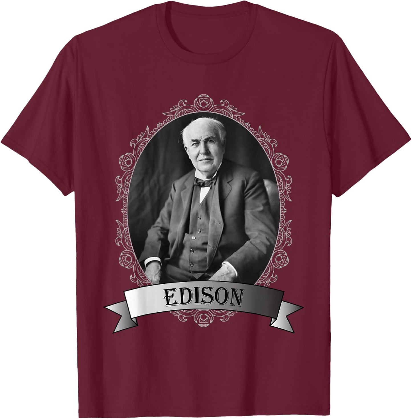 Thomas Edison Portrait Shirt T-Shirt - T-Shirt | Maroon
