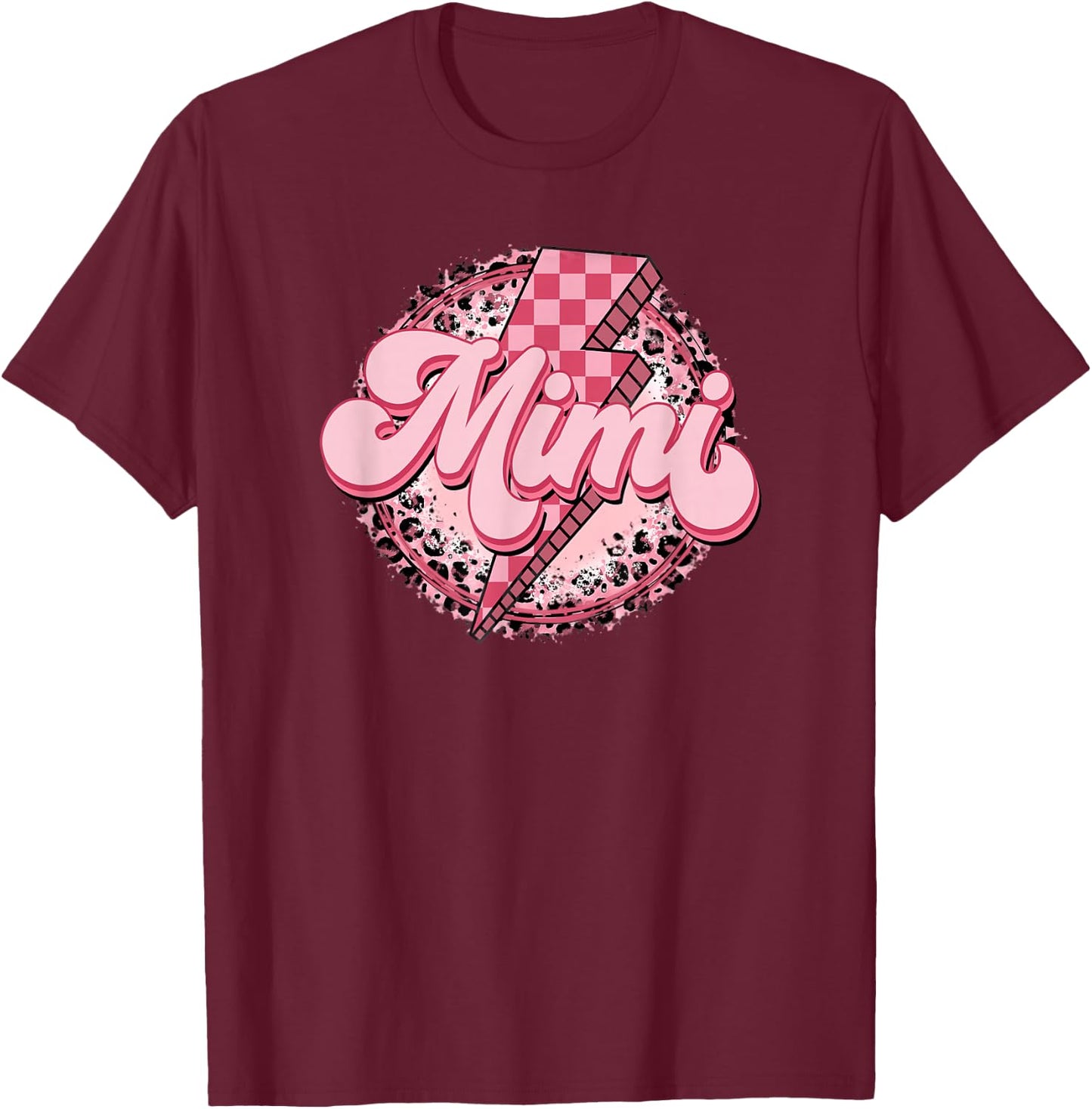 Retro Groovy Mimi Leopard Grandma Mother's Day Women T-Shirt - T-Shirt | Maroon