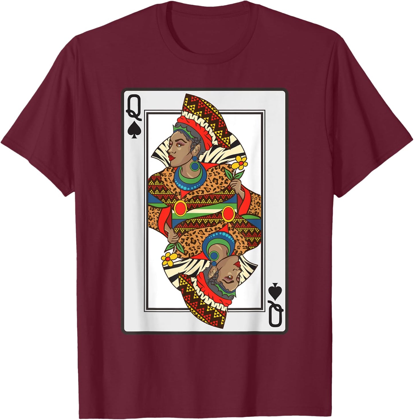 Queen Spades African American Card Halloween Gift T-Shirt - T-Shirt | Maroon