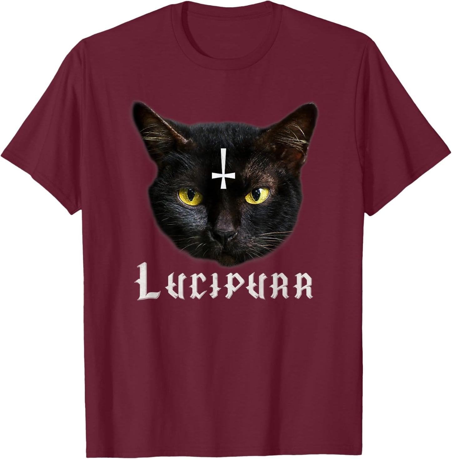 Lucipurr Satanic Cat Antichrist Baphomet 666 Women T-Shirt - T-Shirt | Maroon
