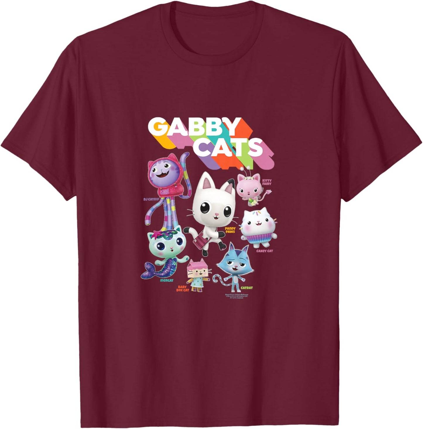 Kids Gabby's Dollhouse Gabby Cats T-Shirt - T-Shirt | Maroon