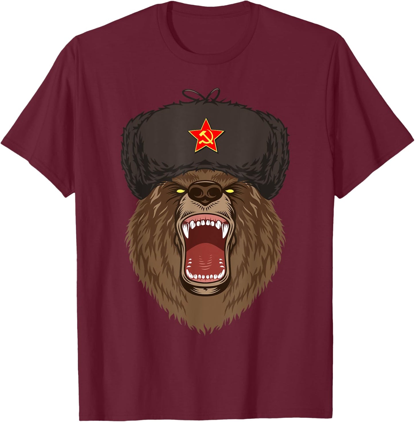 Russia Russian Bear T-Shirt - T-Shirt | Maroon