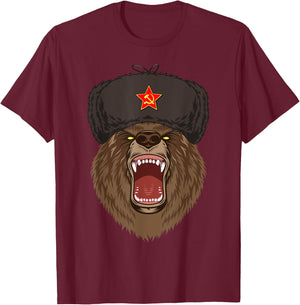 Russia Russian Bear T-Shirt - T-Shirt | Maroon