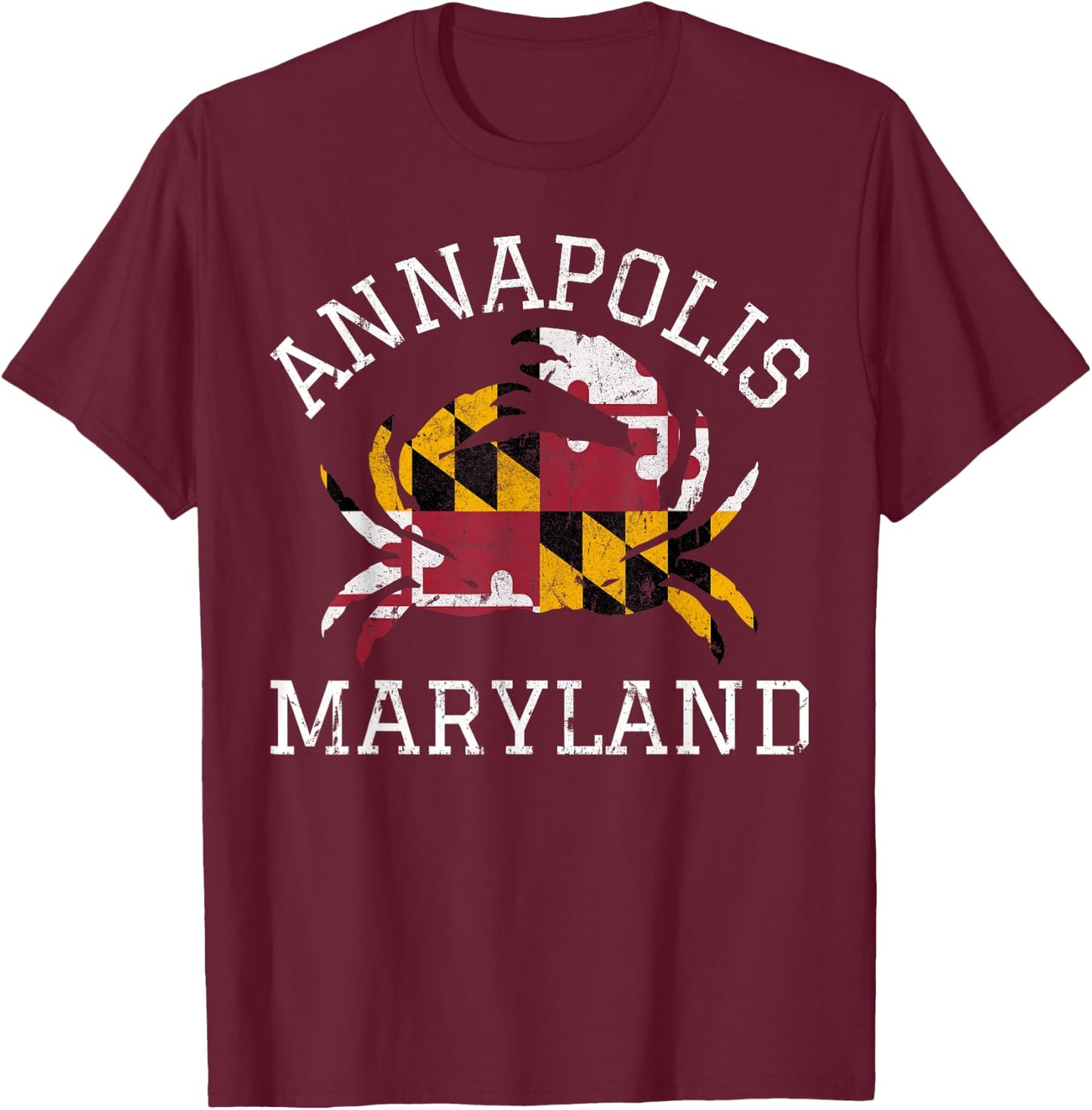 Annapolis Maryland Crab State Flag Home Travel Vintage T-Shirt - T-Shirt | Maroon