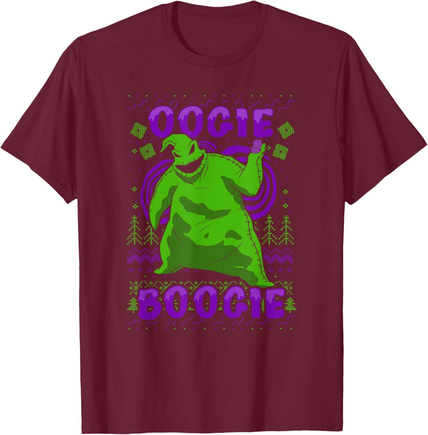 Disney Nightmare Before Christmas Oogie Boogie Ugly Sweater T-Shirt - T-Shirt | Maroon