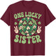 Patricks Day Family Matching Groovy Retro One Lucky Auntie T-Shirt - T-Shirt | Maroon