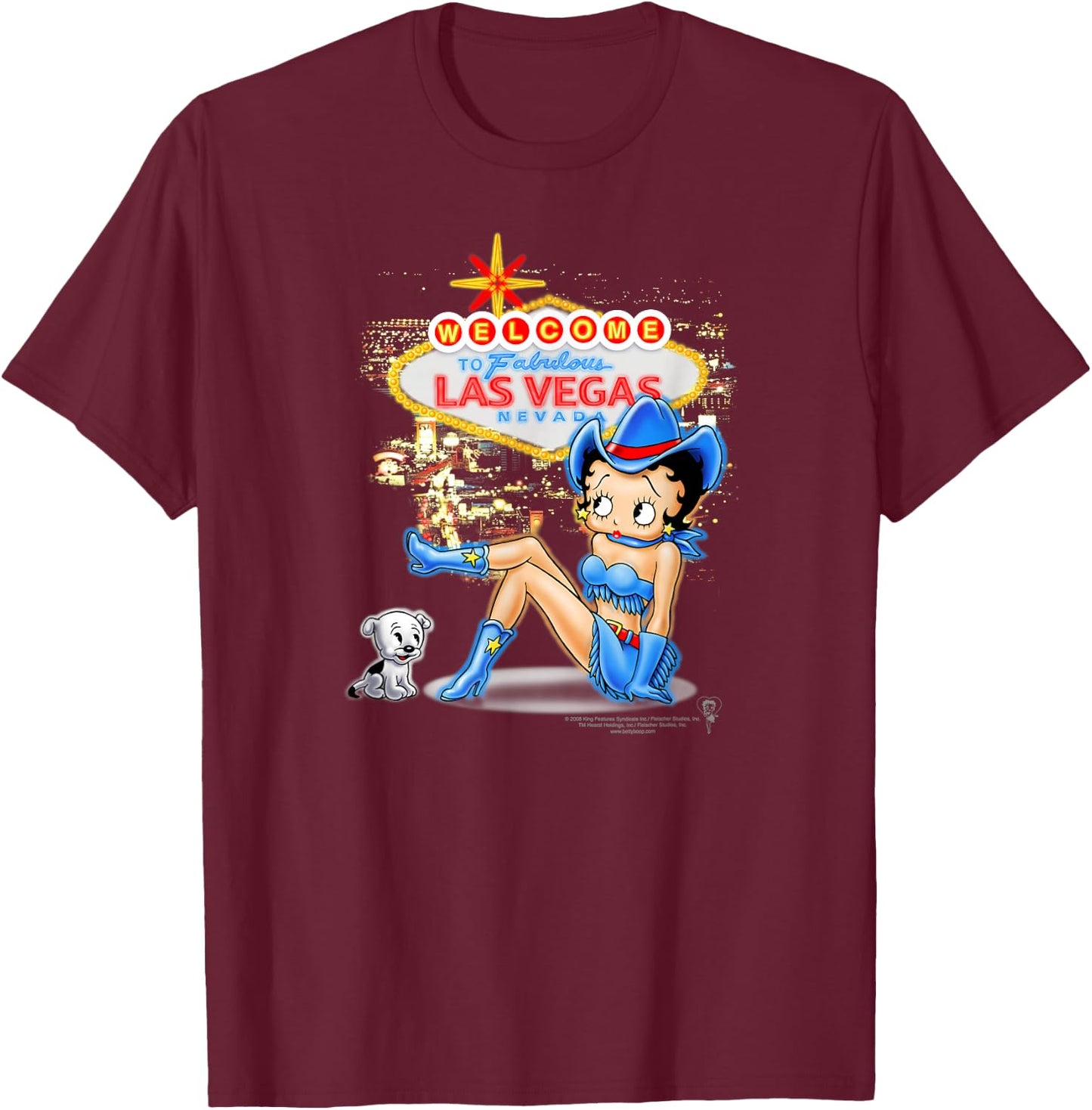 Betty Boop Welcome Las Vegas Small T-Shirt - T-Shirt | Maroon