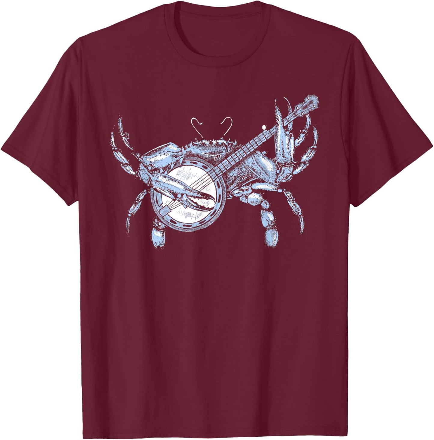 Bluegrass Blue Crab Funny Cute Banjo Chesapeake Bay Vintage T-Shirt - T-Shirt | Maroon