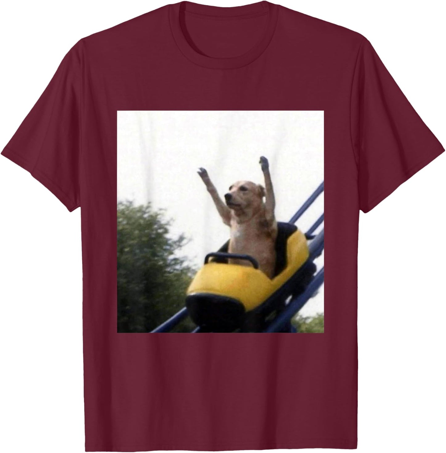 Labrador Dog Roller Coaster Funny Meme T-Shirt - T-Shirt | Maroon
