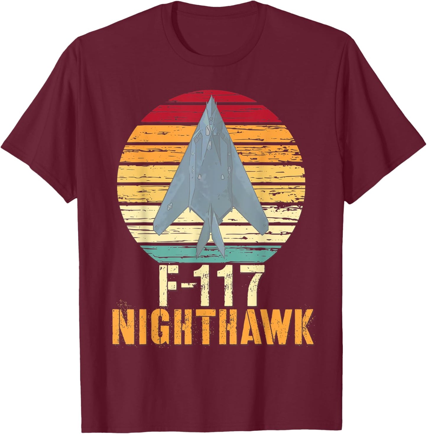 Vintage F-117 Nighthawk Military Aviation Shirt T-Shirt - T-Shirt | Maroon
