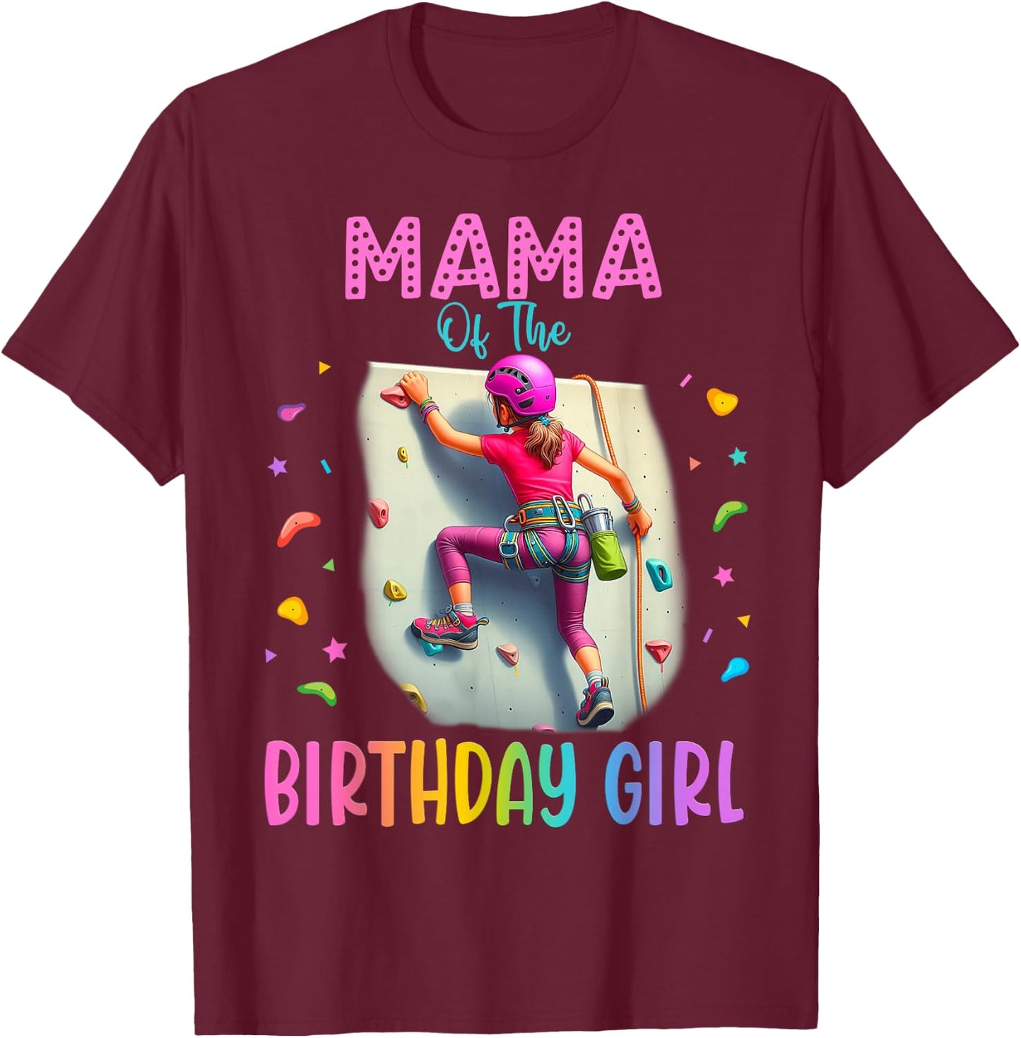 Rock Climbing Indoor Game Birthday Party Girl Matching Group T-Shirt - T-Shirt | Maroon