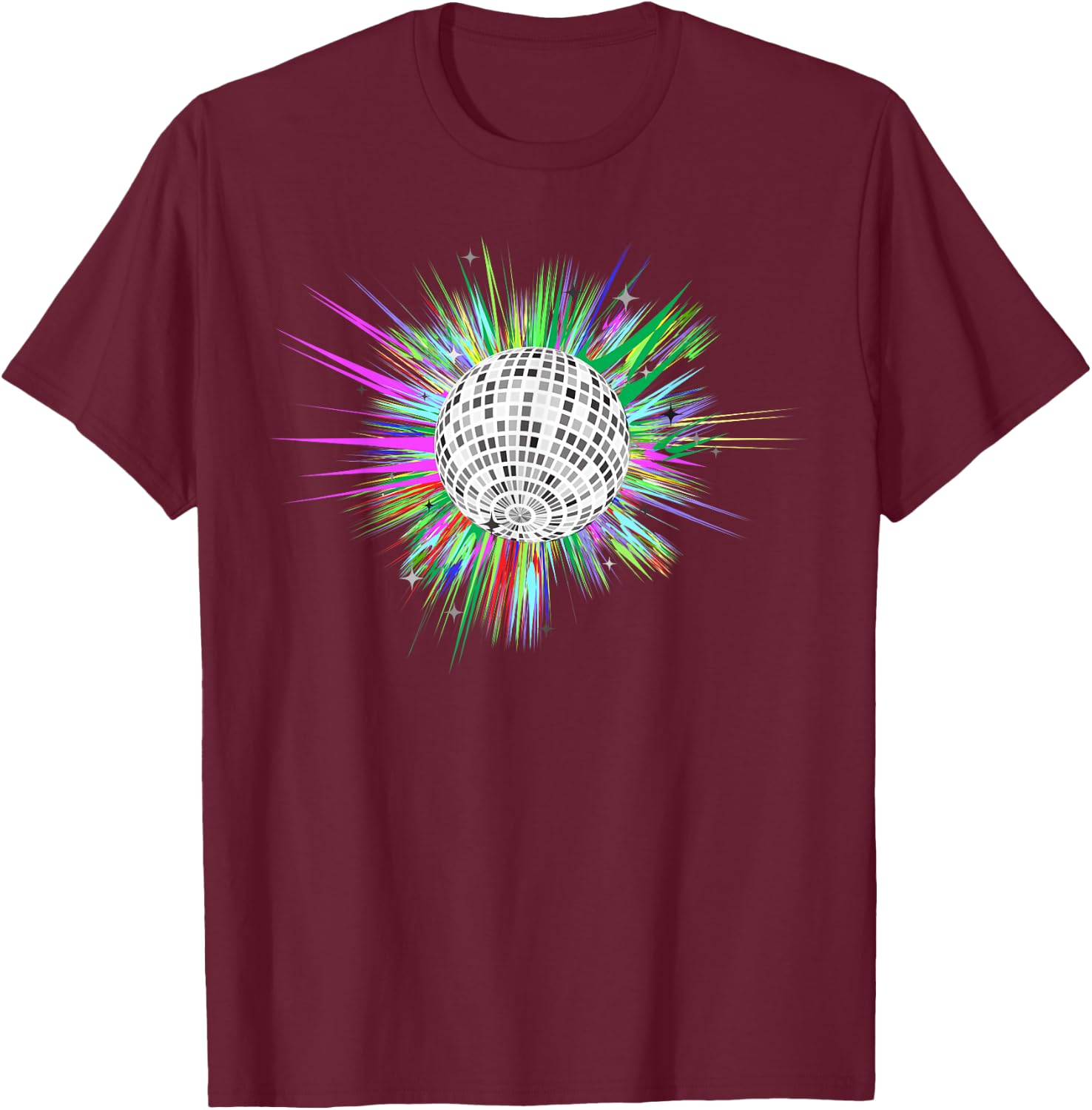 80's and 90's Style Dance Disco Ball T-Shirt - T-Shirt | Maroon