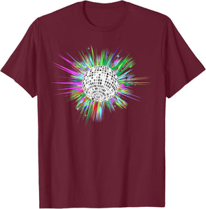 80's and 90's Style Dance Disco Ball T-Shirt - T-Shirt | Maroon