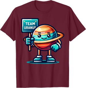 Team Uranus, Planet Mascot, Space Lover, Astronomy T-Shirt - T-Shirt | Maroon