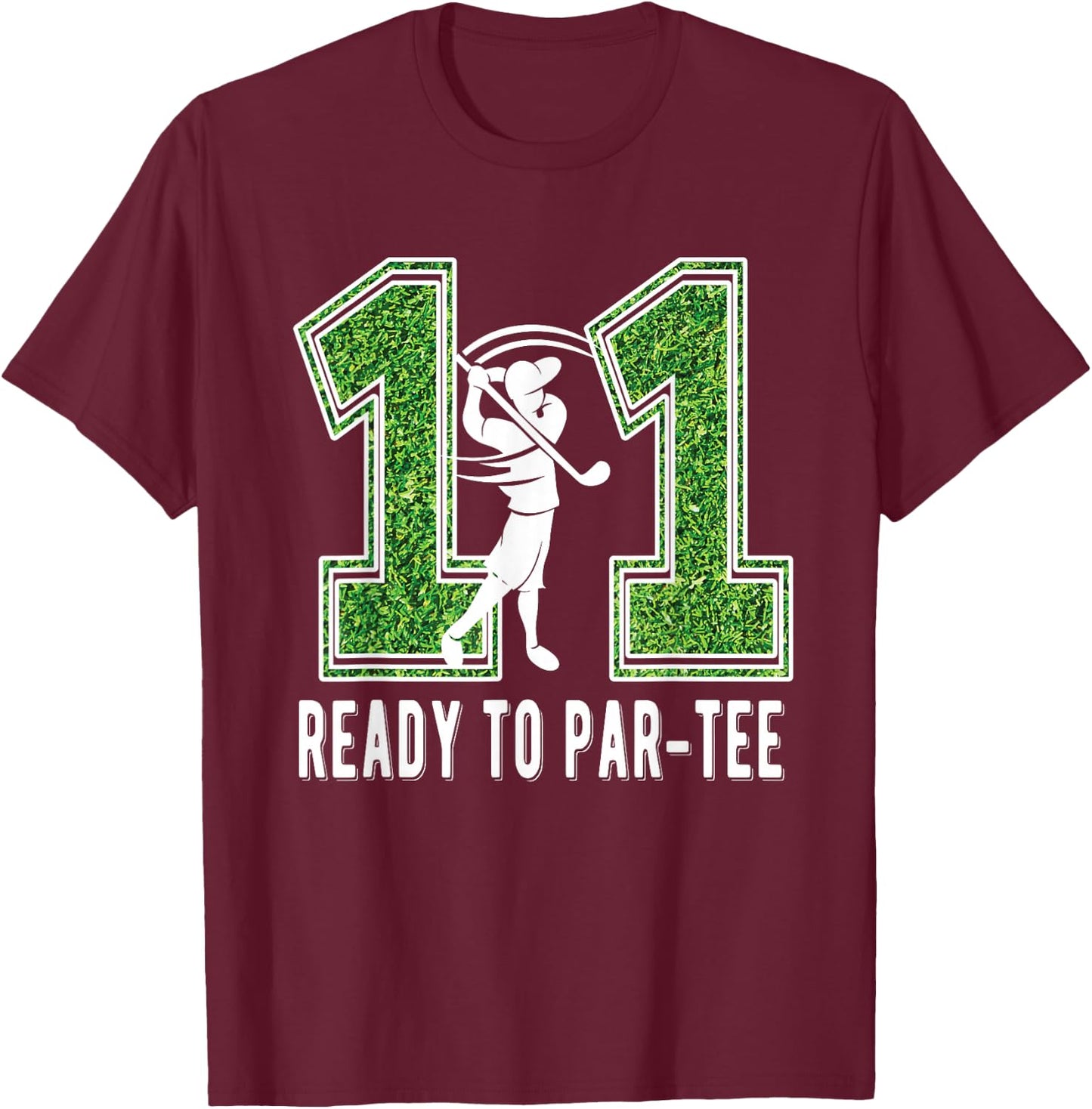 11th Birthday Golfer Boy Eleven Year Old Golf Player T-Shirt - T-Shirt | Maroon