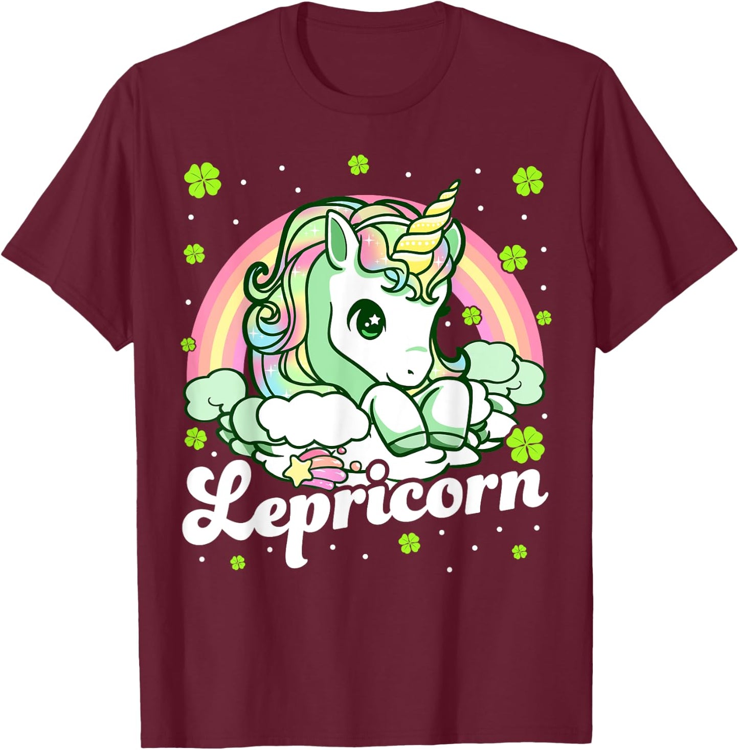 Lepricorn Rainbow St Patricks Day Unicorn Girls Kids Teacher T-Shirt - T-Shirt | Maroon