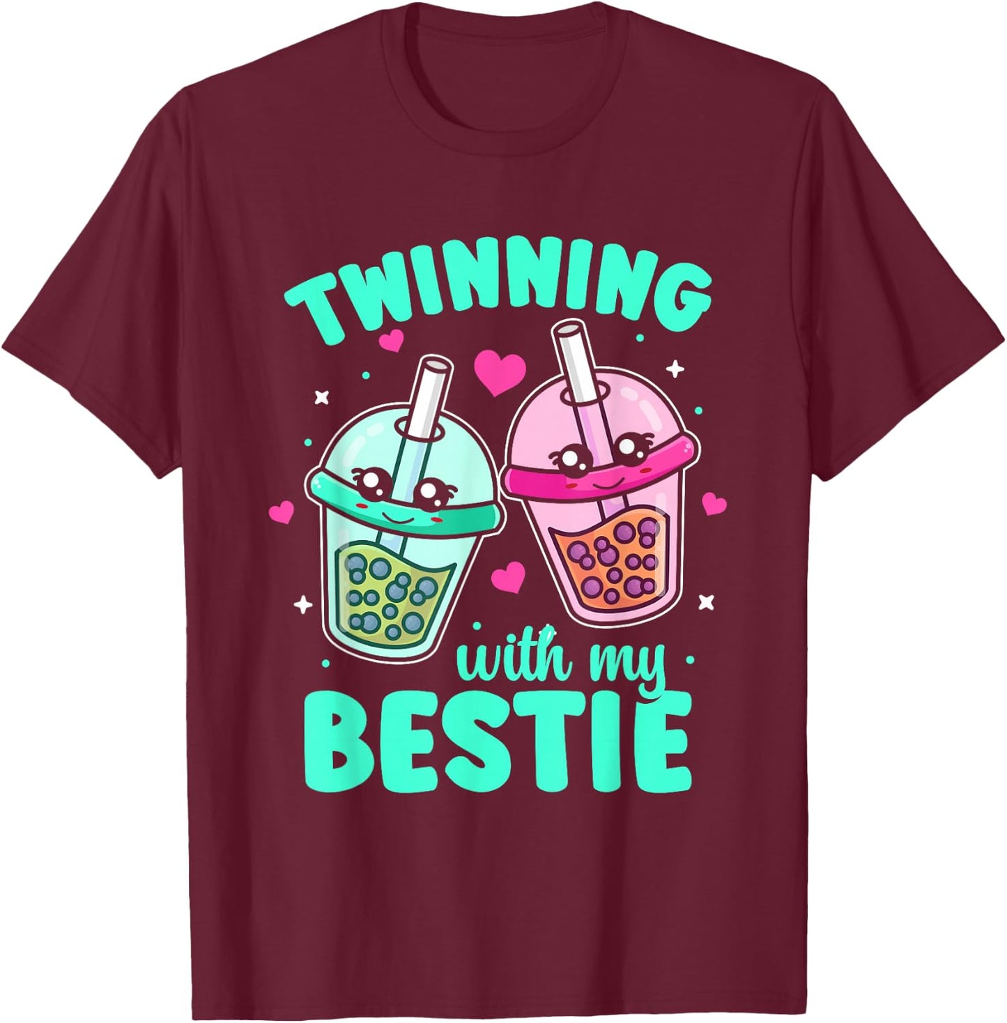 Twinning with My Bestie Twins Day Friends Matching T-Shirt - T-Shirt | Maroon