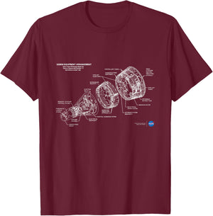 NASA Gemini Spacecraft Schematic T-Shirt - T-Shirt | Maroon