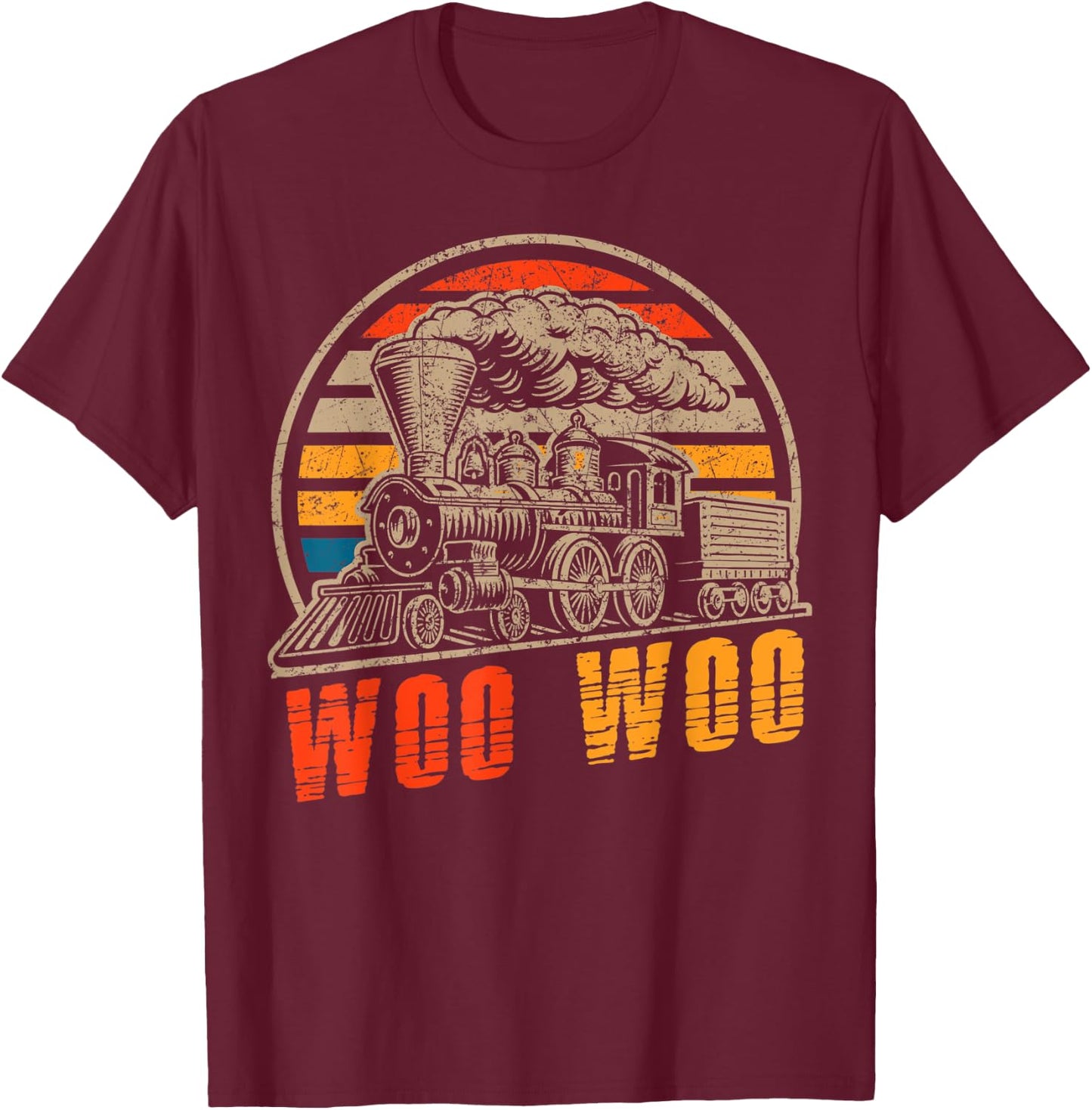 Vintage Trains Woo Woo Retro Vintage Train T-Shirt - T-Shirt | Maroon