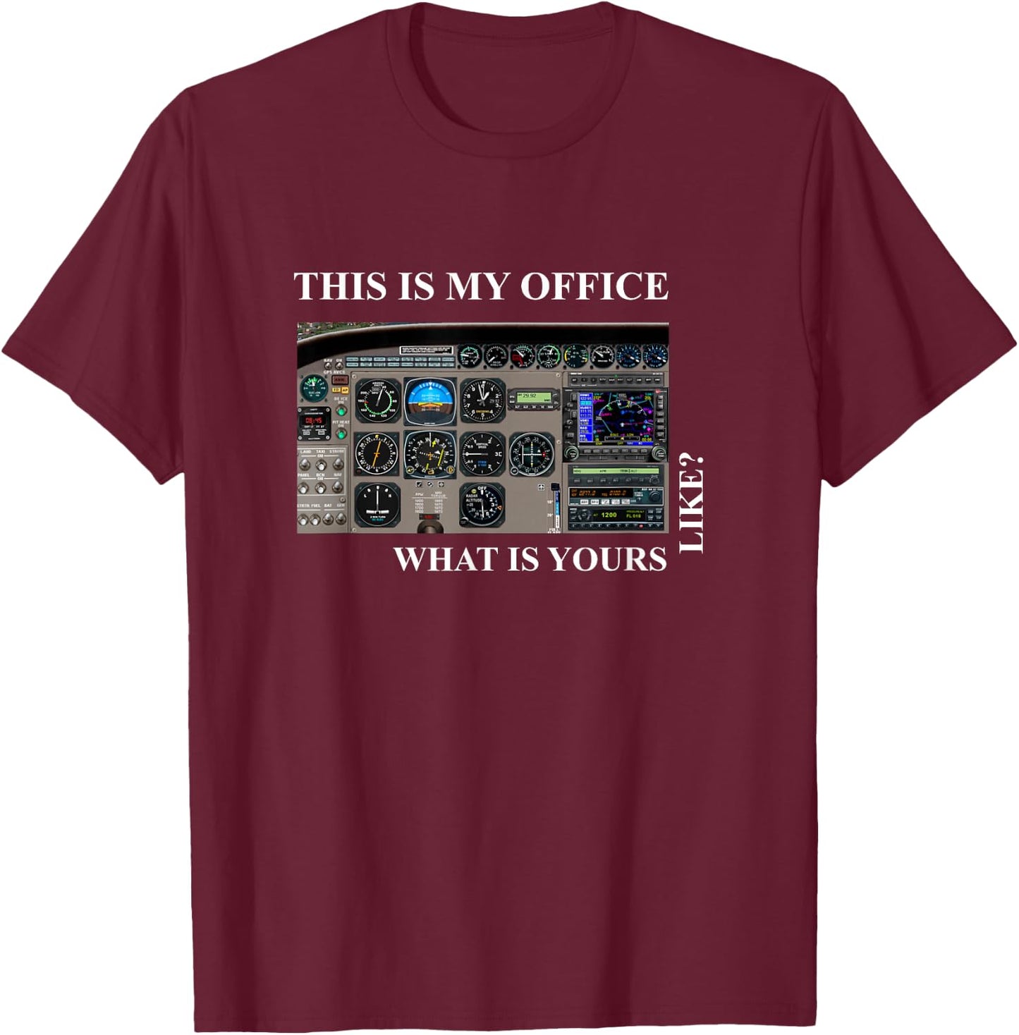 Aviation Pilot - Cessna 172 Cockpit T-Shirt - T-Shirt | Maroon