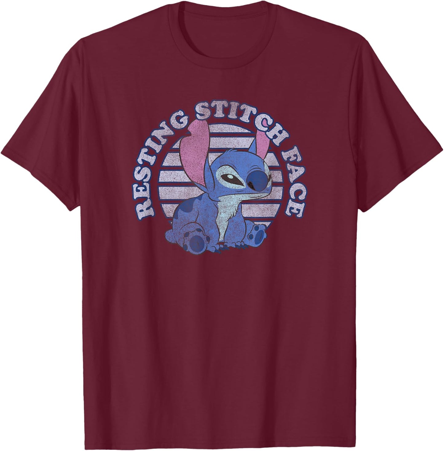 Disney Lilo & Stitch Resting Stitch Face T-Shirt - T-Shirt | Maroon