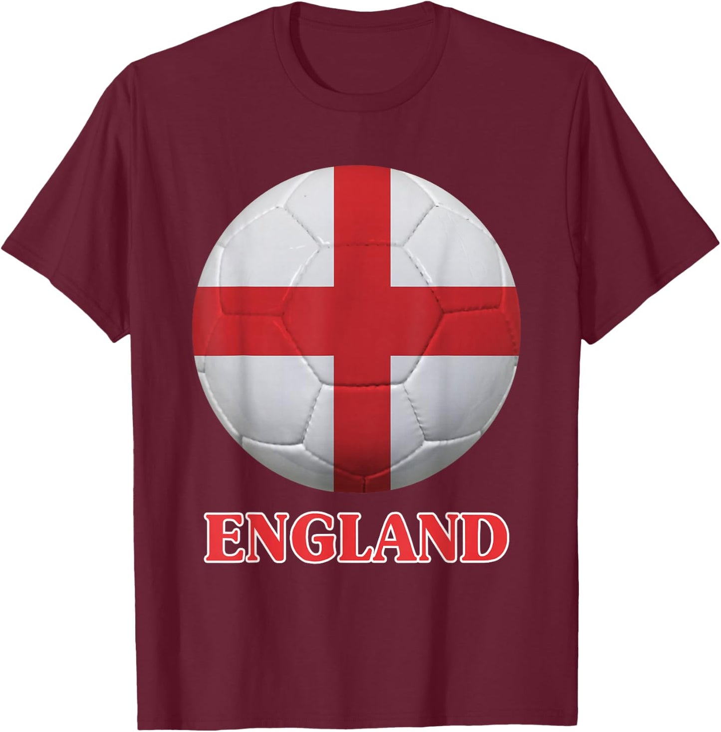 England Flag UK Soccer British Football Patriotic T-Shirt - T-Shirt | Maroon