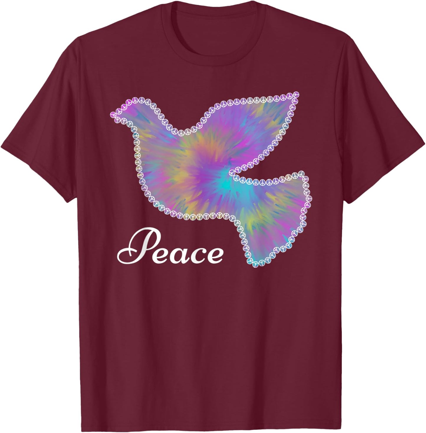 Peace Dove Tie Dye Dove of Peace T-Shirt - T-Shirt | Maroon
