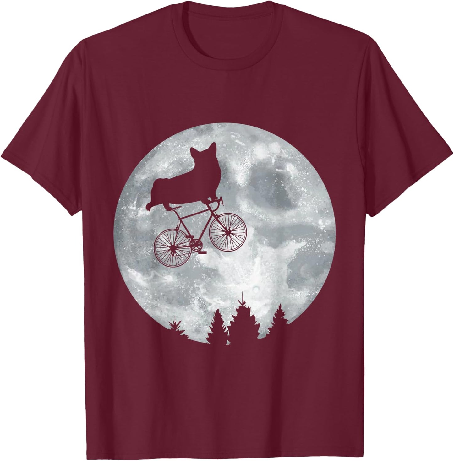 CORGI Riding Moon Bike Halloween Lunar Cycling PWC T-Shirt - T-Shirt | Maroon