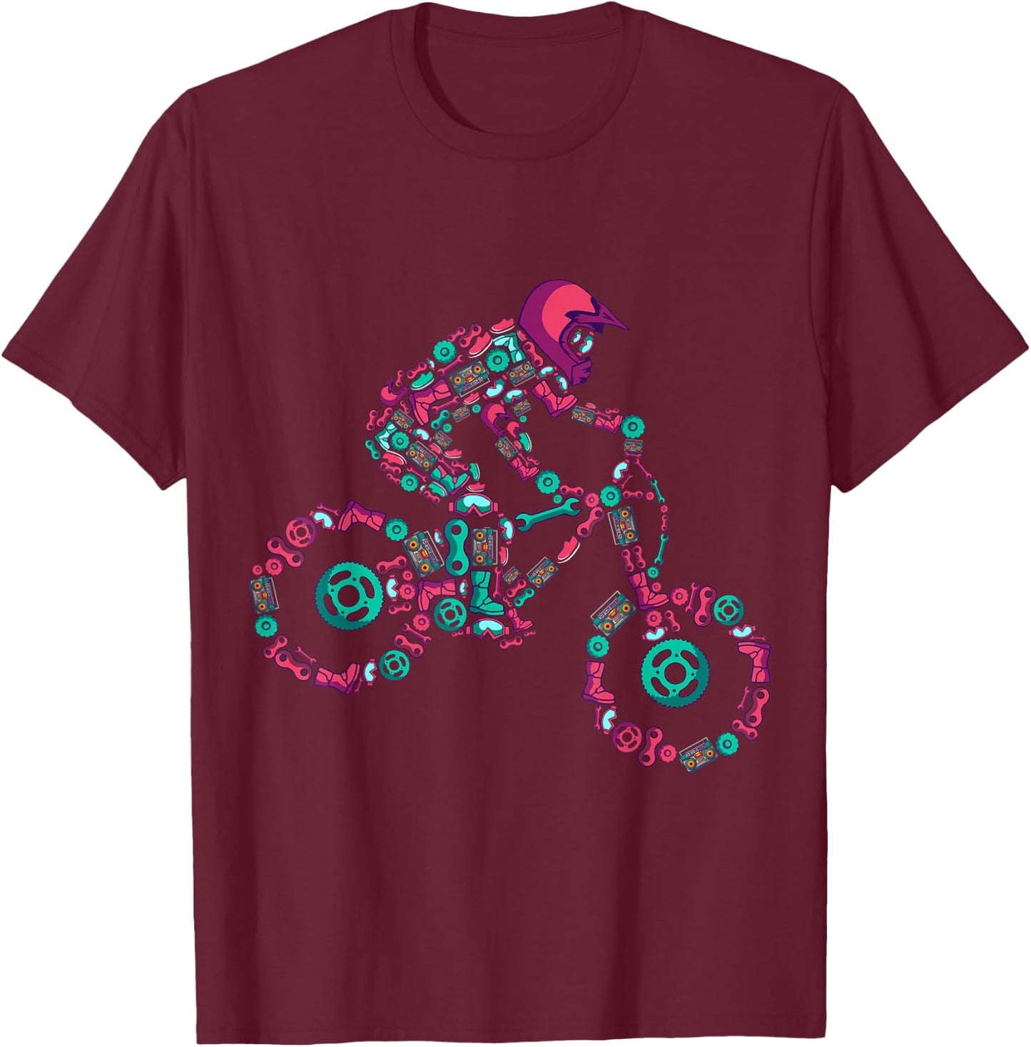 Mountain Bike MTB Downhill Biker Children Boys T-Shirt - T-Shirt | Maroon