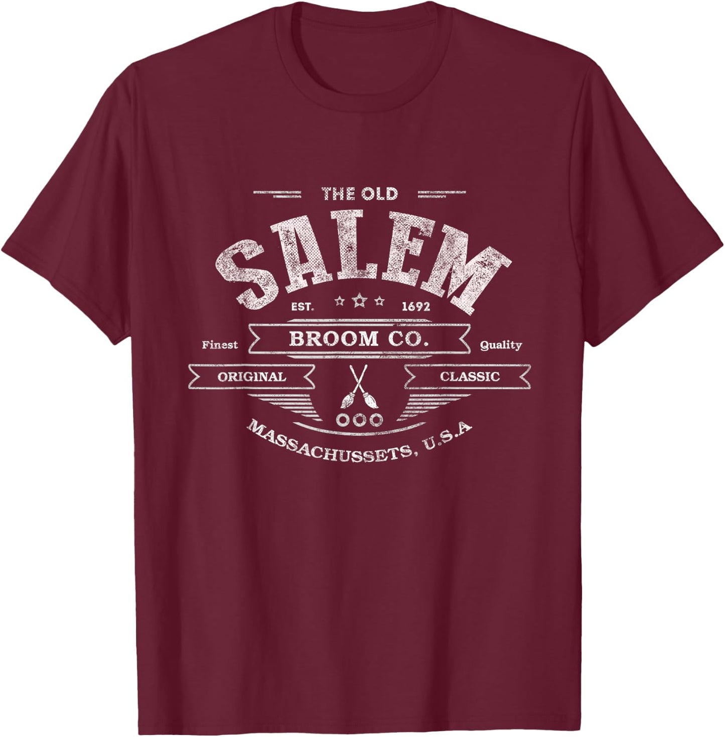 I'm With Witch BROOM CO Witches Company SALEM Brew Factory T-Shirt - T-Shirt | Maroon