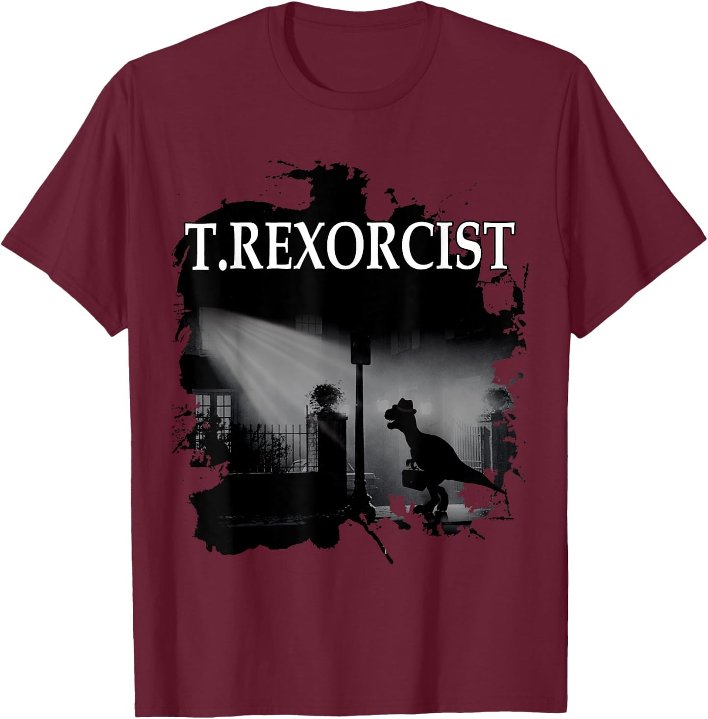 Tyrannosaurus Rex Shirt - T.rexorcist Dinosaur Parody T-Shirt - T-Shirt | Maroon