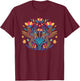 Floral Bird Otomi Mexican Embroidery Style Mexicano Mexicana T-Shirt - T-Shirt | Maroon