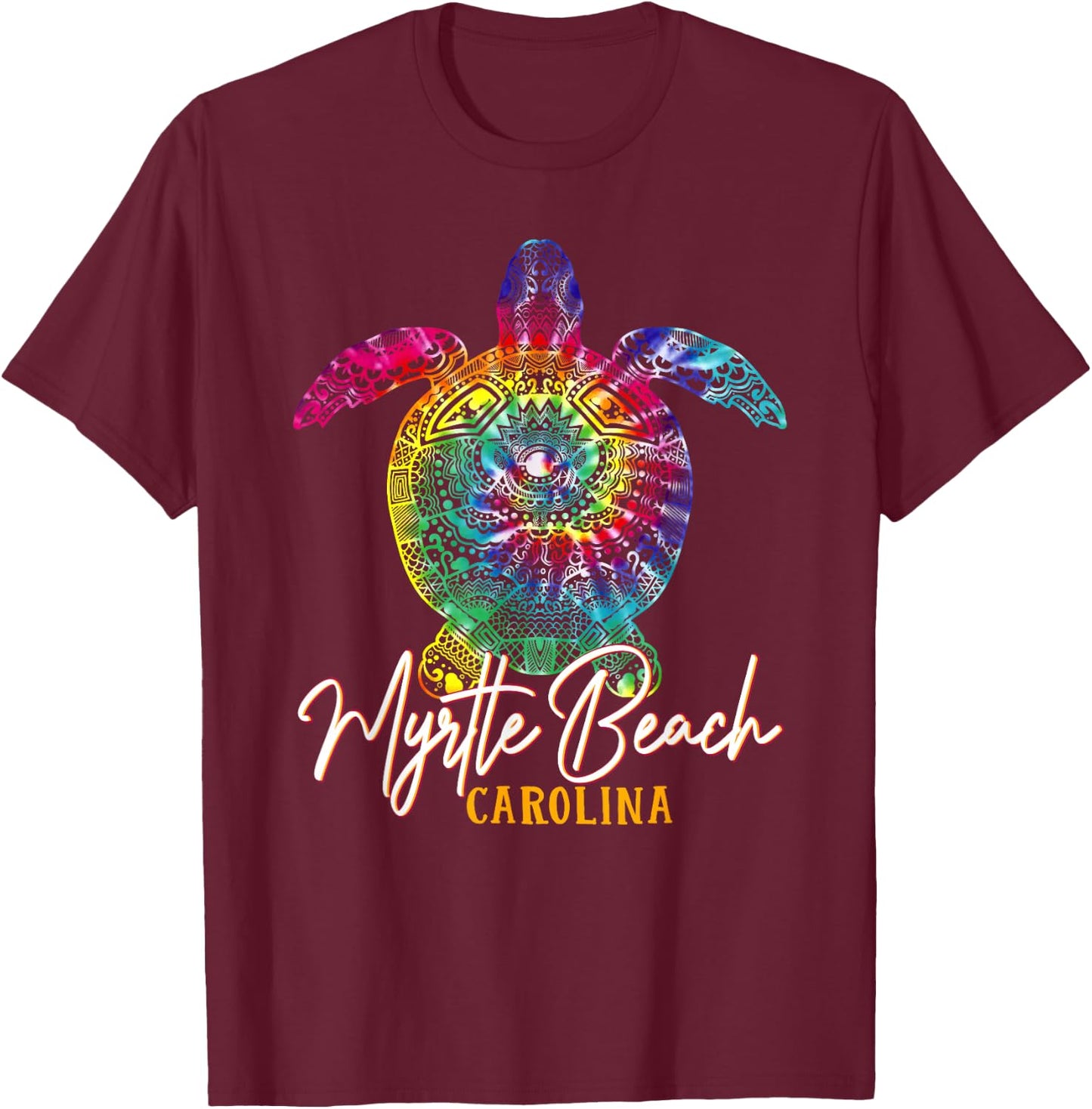 Myrtle Beach Tie Dye Sea Turtle Carolina Family Vacation T-Shirt - T-Shirt | Maroon