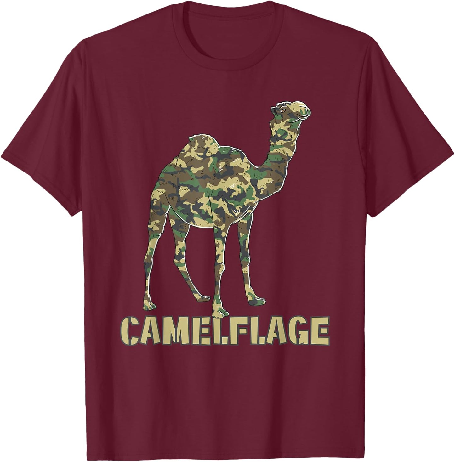Camouflage Camel Flag Funny Word Game T-Shirt - T-Shirt | Maroon