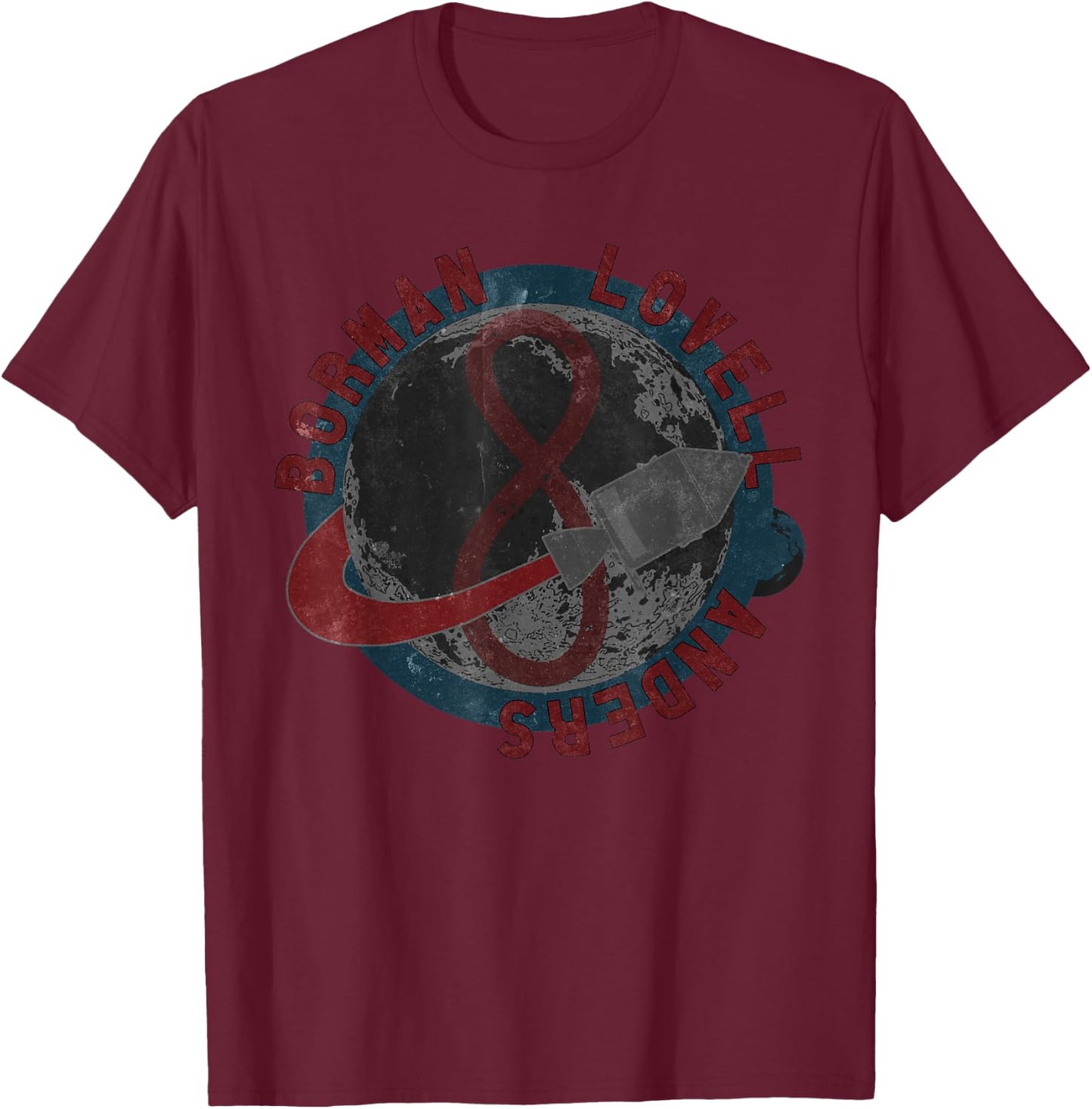 Apollo 8 "First Around the Moon" Vintage Space T-Shirt - T-Shirt | Maroon