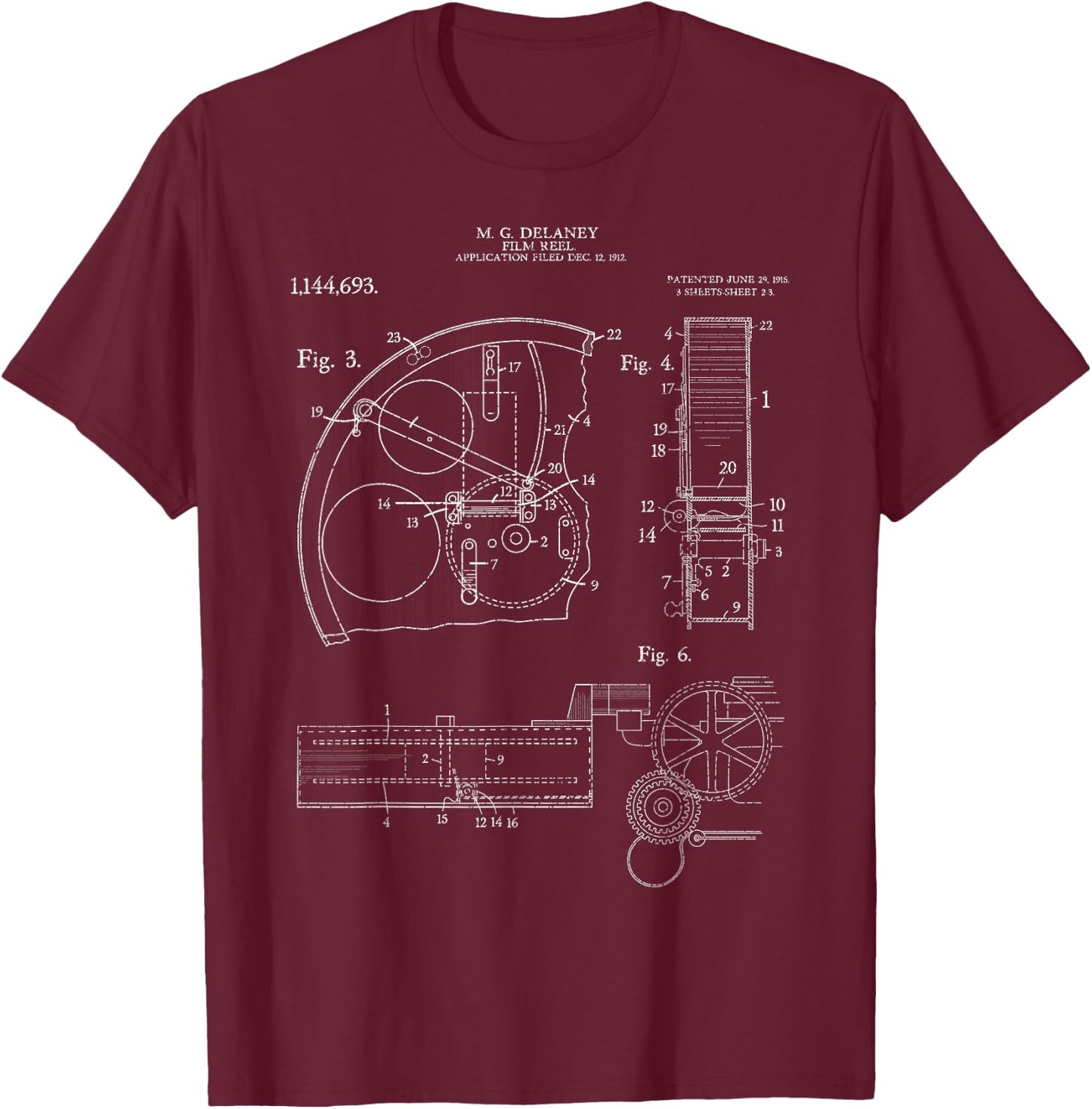 Film Reel Patent Retro Vintage Camera Filmmaker Filmmaking T-Shirt - T-Shirt | Maroon