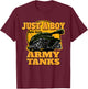 Just a Boy Who Loves Army Tanks Vintage Military Tank T-Shirt - T-Shirt | Maroon